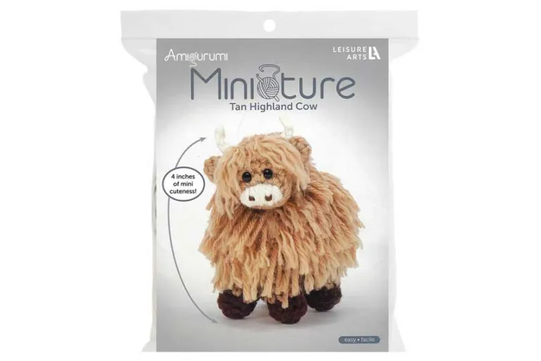 Miniature Highland Cow in Tan Amigurumi Crochet Kit