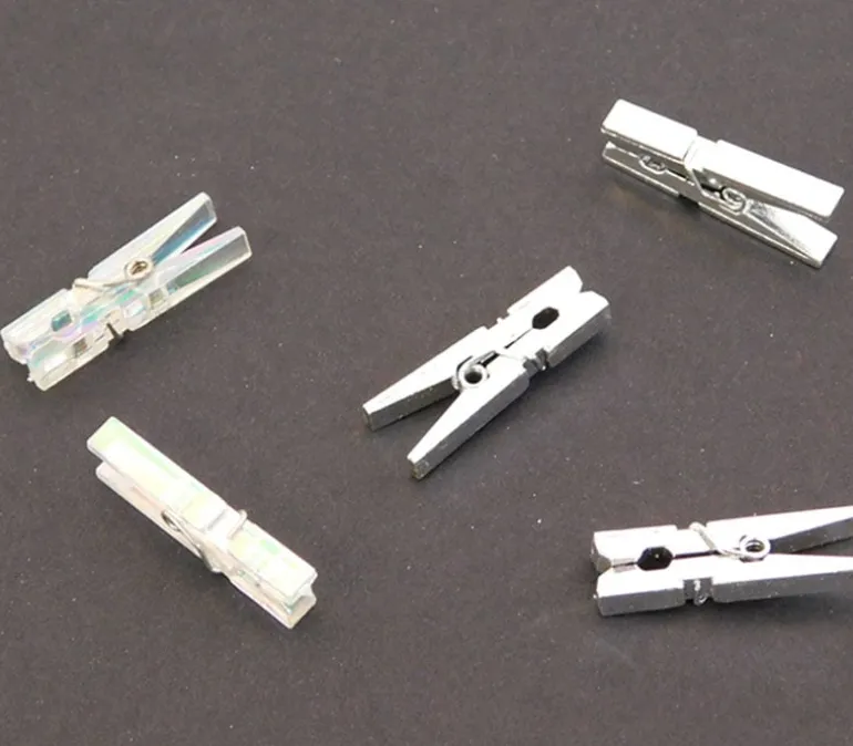 Mini Plastic Clothespins – Silver/Clear- 30 Piece