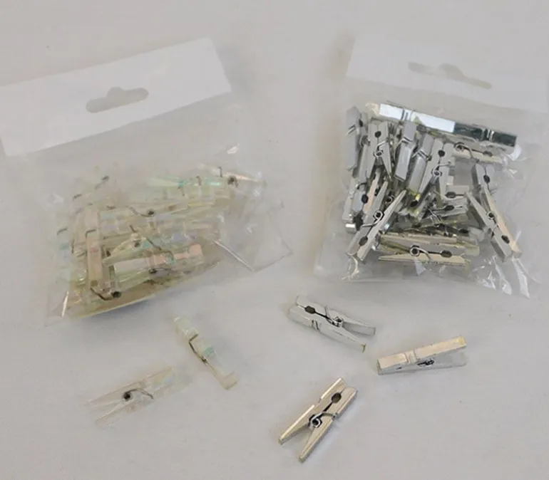 Mini Plastic Clothespins – Silver/Clear- 30 Piece