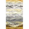 Misty Morning Lake and Mountains Fabric Panel 36-in by 43-in