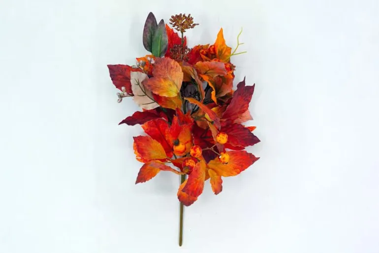 16″ Mixed Fall Leaf Bush