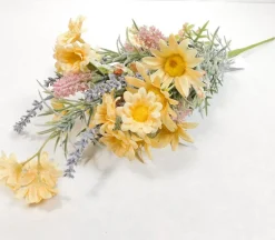 22″ Mixed Floral Bush, Yellow/Pink