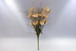 21″ Mixed Poppy & Cattail Bush (Cream)