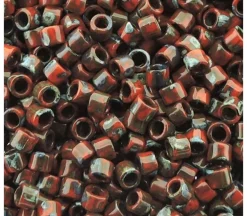 11/0 Miyuki Delica Seed Bead – Picasso Red Garnet Matte