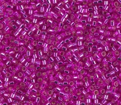 11/0 Miyuki Delica Seed Bead – Silver Lined Dyed Bright Fuchsia