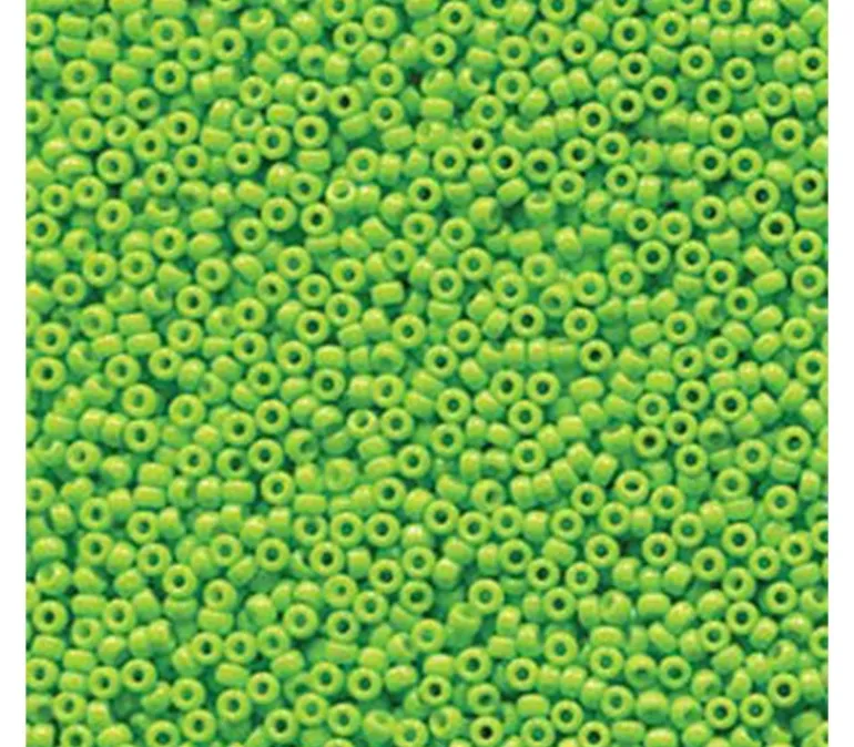 15/0 Miyuki Round Seed Bead – Duracoat Opaque Dyed Neon Green
