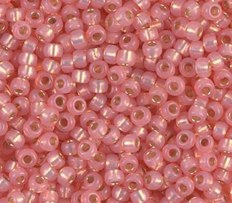 8/0 Miyuki Round Seed Bead – Dyed Salmon Silver Lined Alabaster