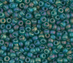 8/0  Miyuki Round Seed Bead – Matte Transparent Emerald AB