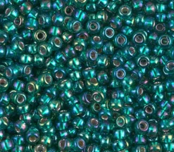8/0  Miyuki Round Seed Bead Silver Lined Emerald AB