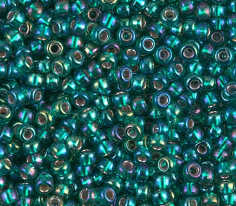 8/0 Miyuki Round Seed Bead Silver Lined Emerald AB