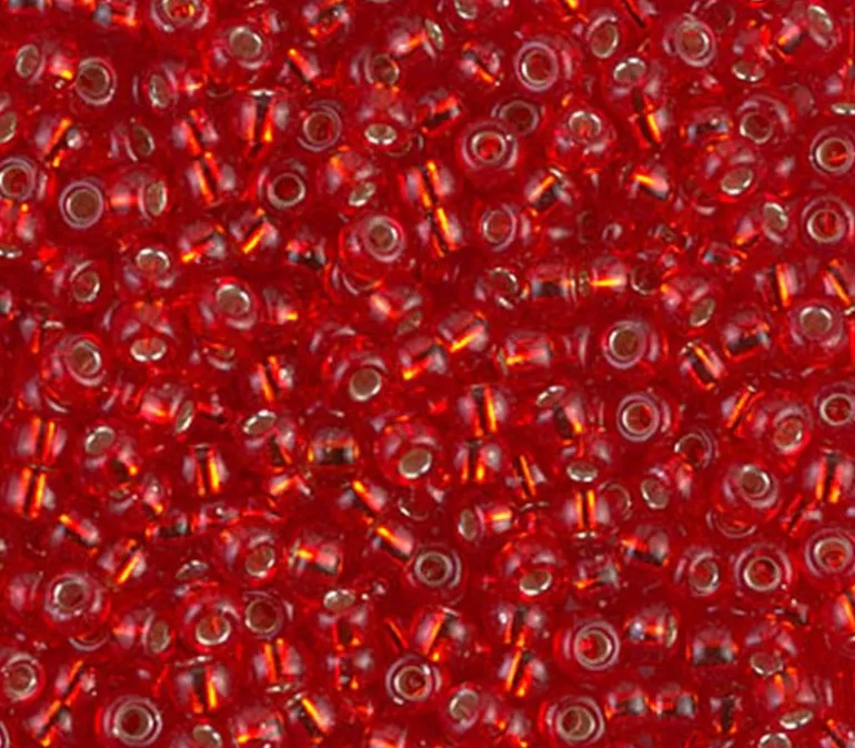 8/0 Miyuki Round Seed Bead – Silver Lined Flame Red