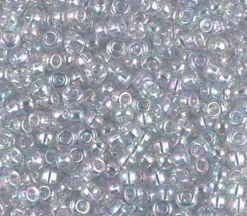 8/0  Miyuki Round Seed Bead – Transparent Light Blue Gold Luster