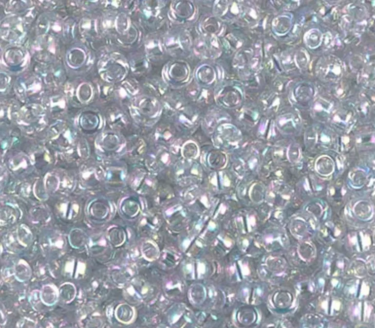 8/0 Miyuki Round Seed Bead – Transparent Light Blue Gold Luster