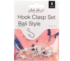 25mm Bali Style Hook Clasp Set – Silver 4pcs