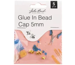 5mm Glue in Bead Cap – Silver 5pcs