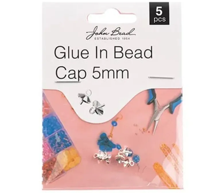 5mm Glue in Bead Cap – Silver 5pcs