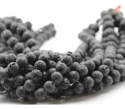 10mm Round Lava Beads – 16-inch Strand – Dyed Black