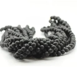 8mm Round Lava Beads – 16-inch Strand – Dyed Black