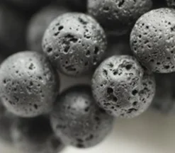 8mm Round Lava Beads – 16-inch Strand – Dyed Black