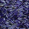 2mm x 6mm Miyuki Twisted Bugle –  Silver Lined  Aqua/Cobalt