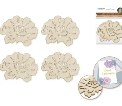 MultiCraft Laser Cut Ornate Wood Shape – Flower 4 Piece