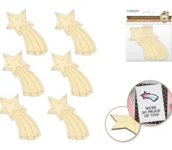MultiCraft Laser Etched Wood Shapes – Shooting Star 6 Piece