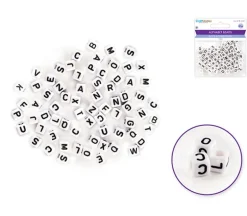 Multicraft Alpha Beads – 8mm Cube – White Black