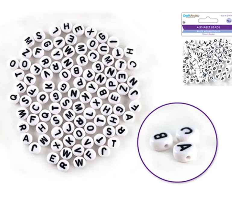 Multicraft Alpha Beads – 8mm Cube – White Black