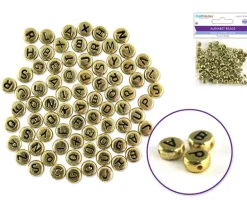 Multicraft Alpha Beads – 7mm Round – Gold