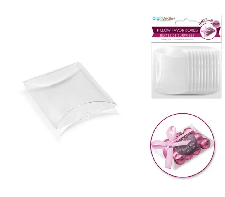 MultiCraft Clear Pillow Favor Box Value Pack – 10 Piece – Small