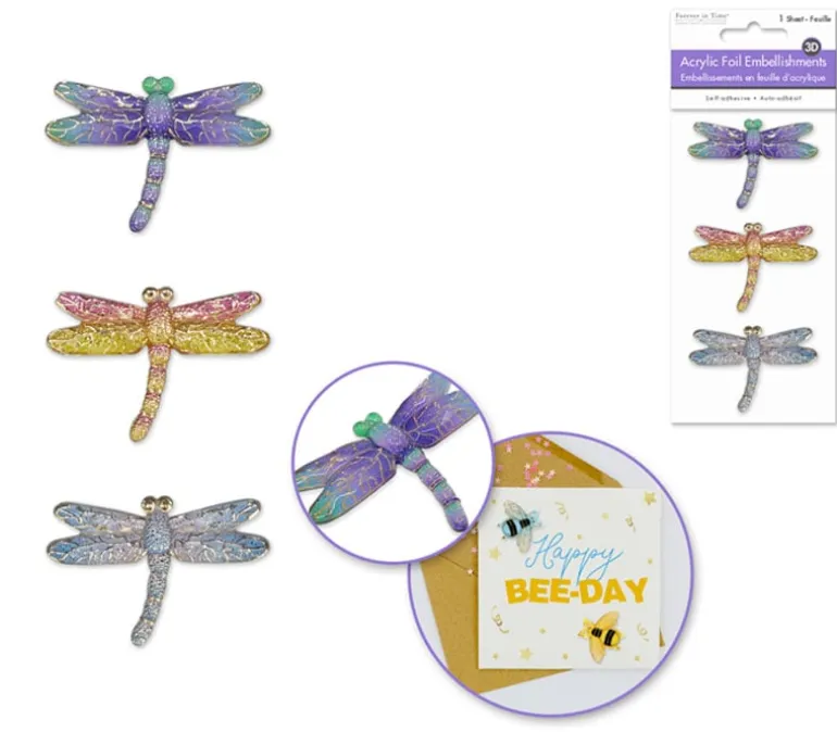 MultiCraft 3D Acrylic Foil Embellishment Stickers – Dragonfly