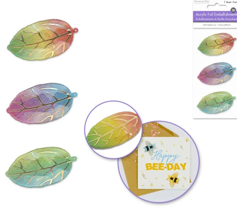 MultiCraft 3D Acrylic Foil Embellishment Stickers – Leaf