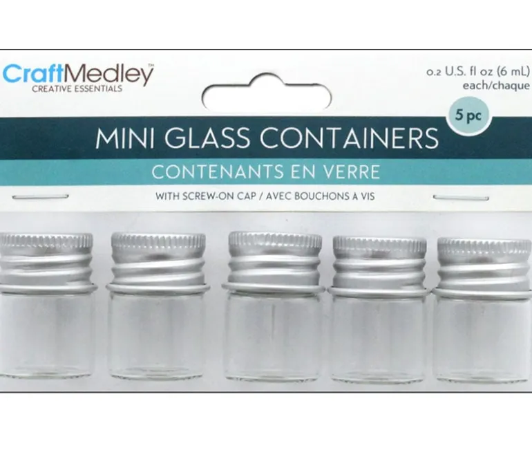 Multicraft Glass Bottles – Mini with Screw Lid – .2-ounce – 5 Piece