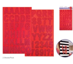 MultiCraft Glitter Chipboard Letter Stickers – Red Glitter