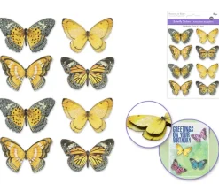 MultiCraft Handmade Glitter Stickers – Yellow Butterflies 8 Piece