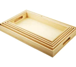 Multicraft Paintable Wooden Tray Set – 5 Piece