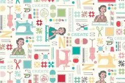 My Happy Place Sewing Theme Cotton Canvas
