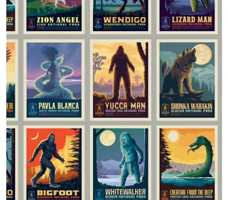 National Parks Legends Postcard Tiles Gray