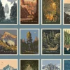 National Parks Postcard Tiles Blue