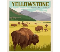 National Parks Yellowstone Park Poster Fabric Panel 36-inches by 44-inches