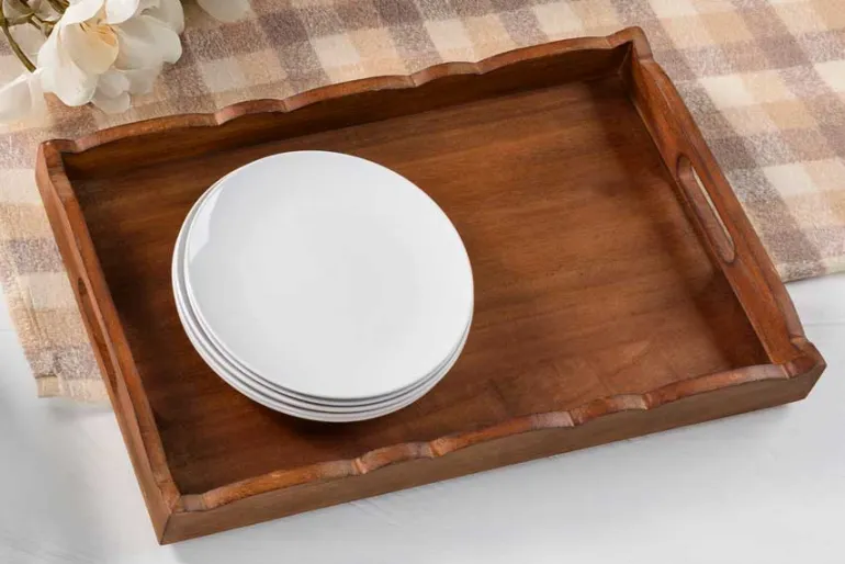 Natural Carved Edge Tray – Rectangle 17″ x 10.5″ x 1.75″