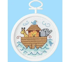 Noah’s Ark 2.5-inch Round Mini Cross Stitch Kit #1046