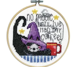 No More Magic Until I’ve Had My Coffee Cross Stitch Kit with 4-inch Hoop