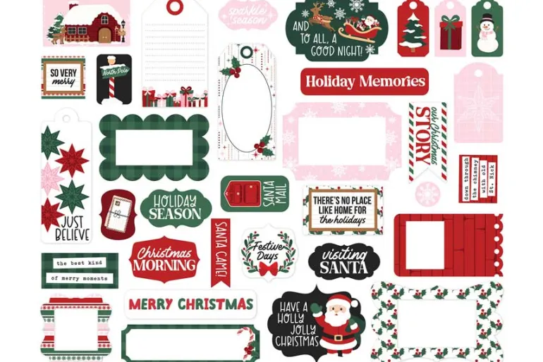 North Pole Christmas 4×4 Journaling Cards 12×12 Patterned Paper