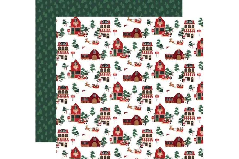 North Pole Christmas 4×4 Journaling Cards 12×12 Patterned Paper