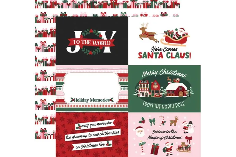 North Pole Christmas 3×4 Journaling Cards 12×12 Patterned Paper