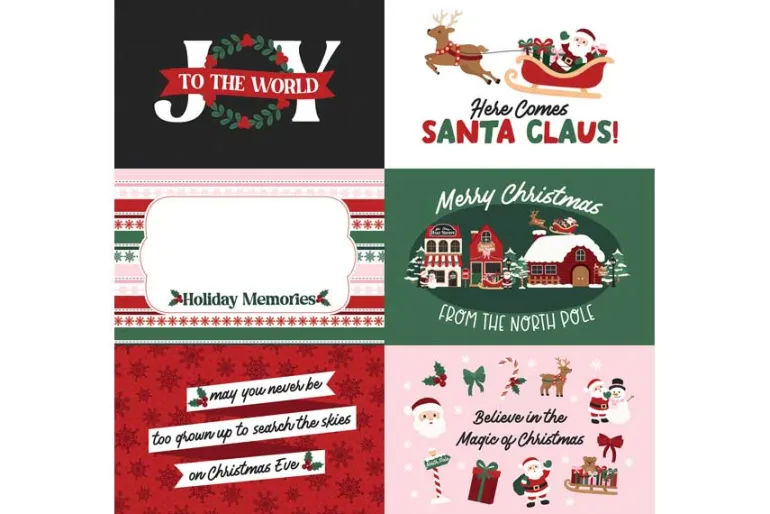 North Pole Christmas 3×4 Journaling Cards 12×12 Patterned Paper