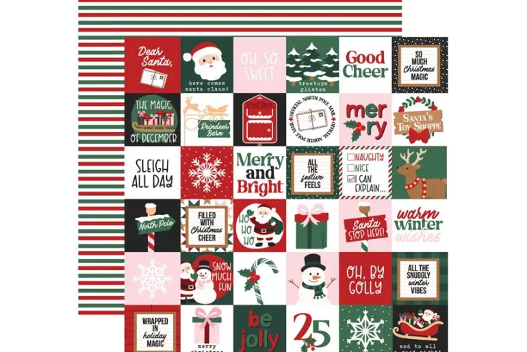 North Pole Christmas 3×4 Journaling Cards 12×12 Patterned Paper