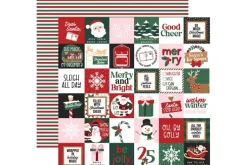North Pole Christmas Snowflake Stripes 12×12 Patterned Paper