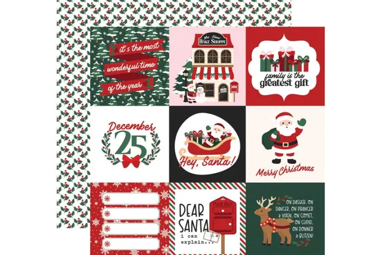 North Pole Christmas Snowflake Stripes 12×12 Patterned Paper